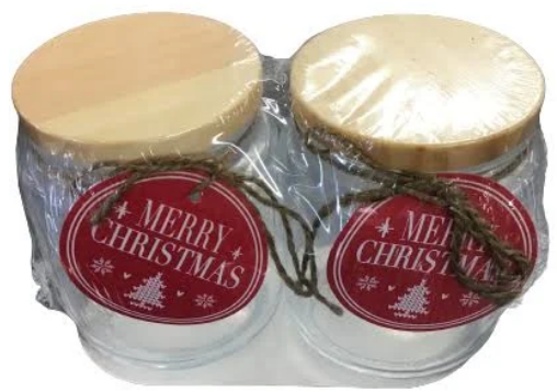 Merry Christmas Glass Jars 2ct.