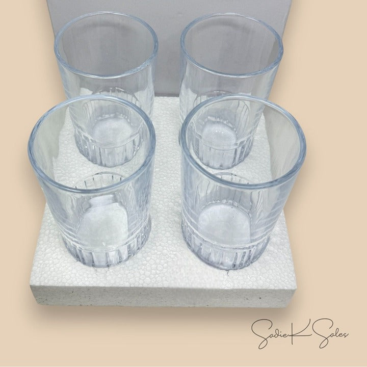 4pk 12.8oz Tall Fluted Glass Tumbler Set Clear – Hearth & Hand Magnolia
