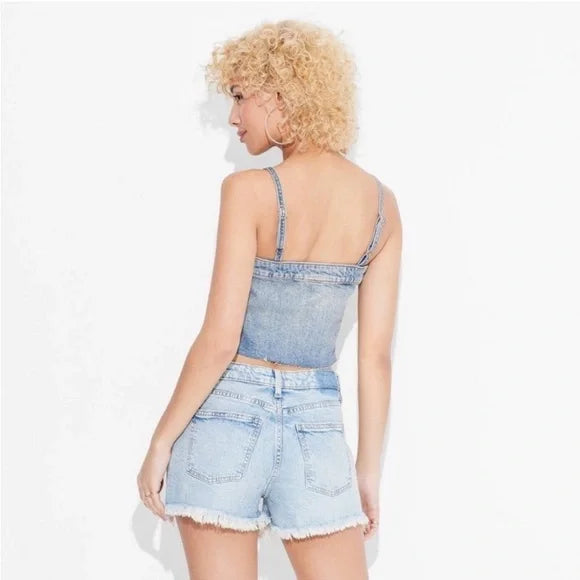 Women's Reworked Cropped Denim Tank Top - Wild Fable™ Medium Wash
