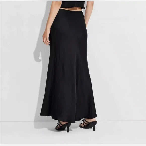 Women's Satin Trumpet Maxi Skirt - Wild Fable™ Black XL