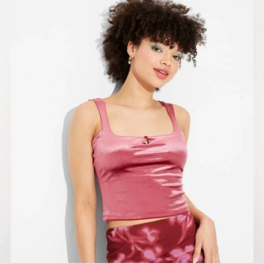 Women's Velour Tank Top (Rose) - Wild Fable Berry Red Size Small