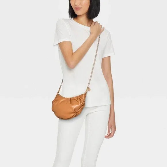 NEW Croissant Crossbody Bag - A New Day™ Brown: Shell