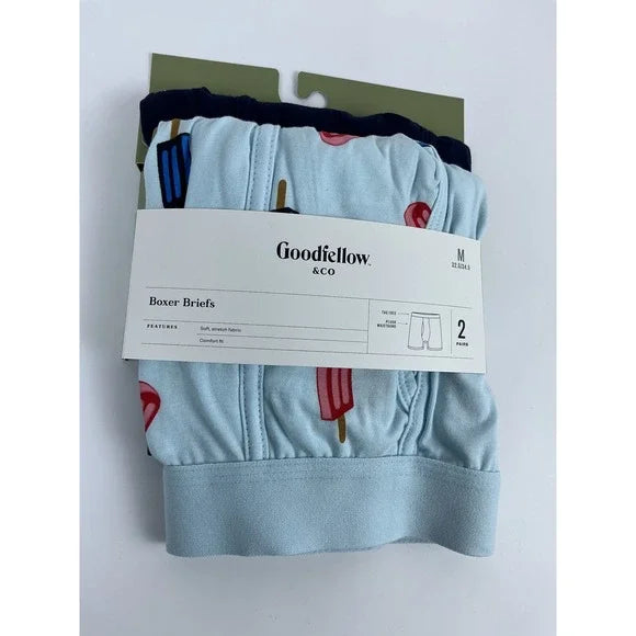Men's Popsicle Print Boxer Briefs 2pk - Goodfellow & Co™ Light Blue M