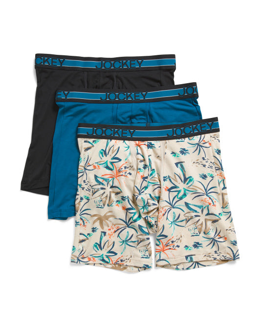 Jockey Generation Men's No Chafe Pouch Ultra Soft Stretch Boxer Briefs 3pk - Black/Light Beige/Dark Teal Blue L
