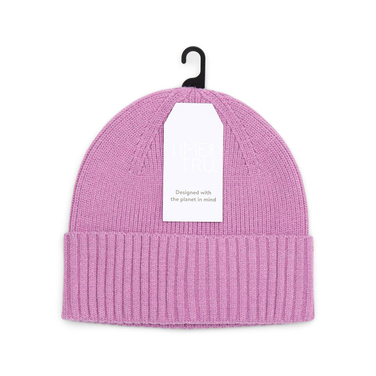 Time and Tru Women's Ribbed Beanie, One Size, Purple Dawn