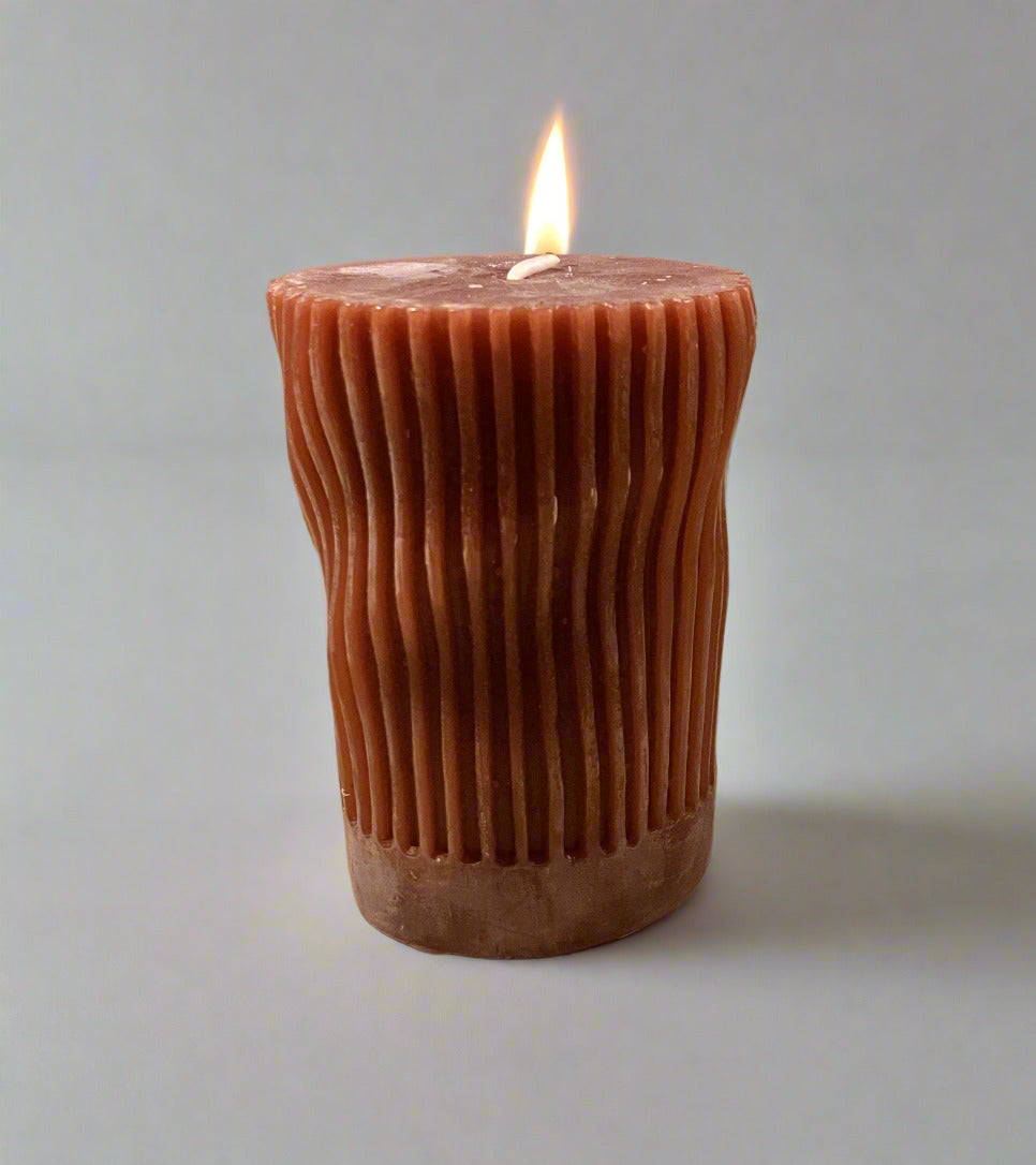 Red Starlume Wavy Pillar Unscented Candle