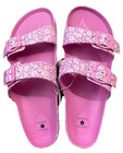 Women's Neida EVA Two Band Footbed Slide Sandals - Pink Flowers 7 - Shade & Shore