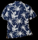 Margaritaville Casual Button Down Collared Men's Shirt Insignia Blue Palm Size: M