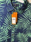 Margaritaville Casual Button Down Collared Men's Shirt Insignia Blue Palm Size: Medium