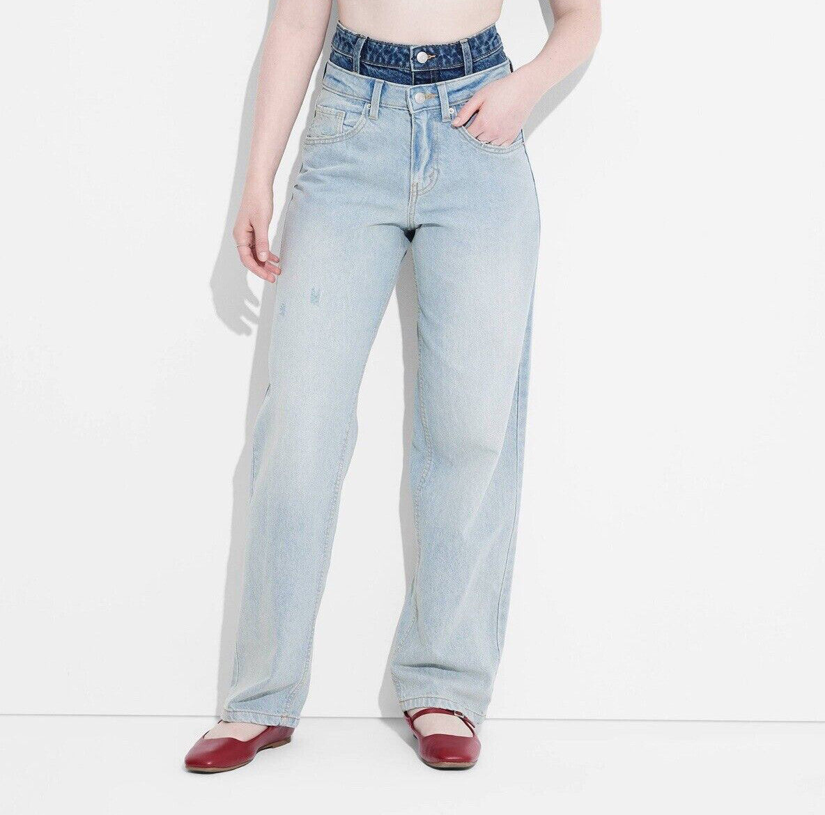 Women's Mid-Rise 90's Relaxed Straight Jeans - Wild Fable Light Blue 0