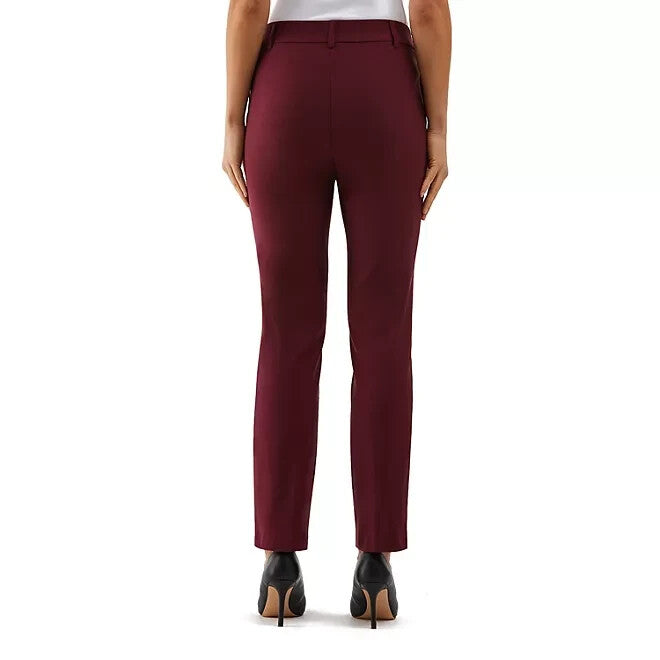Rafaella Pull-On Belt Loops Functional Pockets Stretch Ankle Pant (Windsor Wine, 6)
