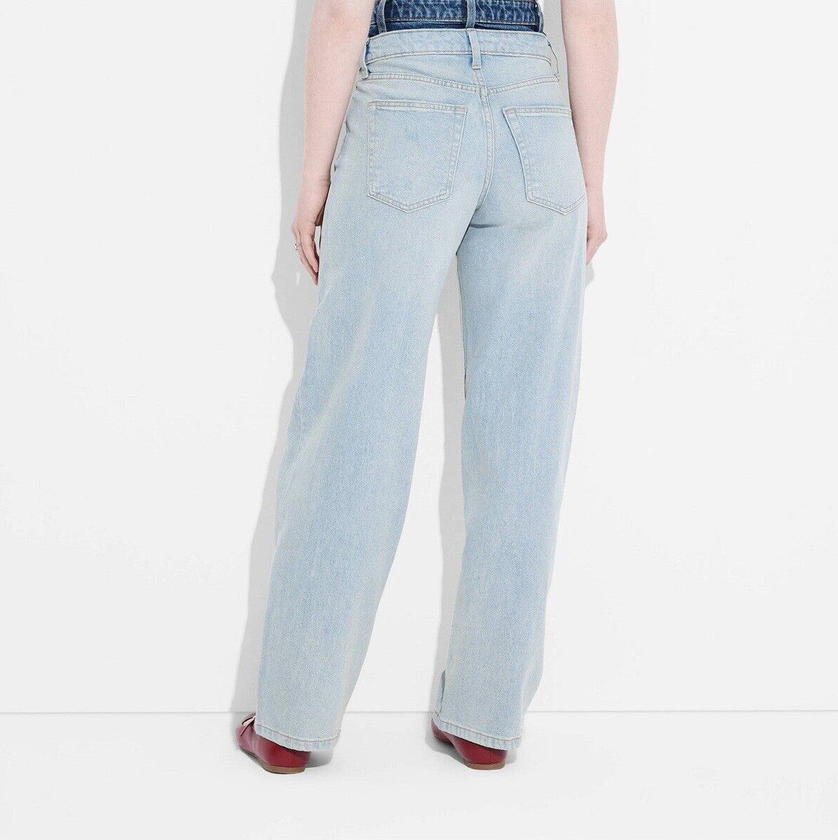 Women's Mid-Rise 90's Relaxed Straight Jeans - Wild Fable Light Blue 0