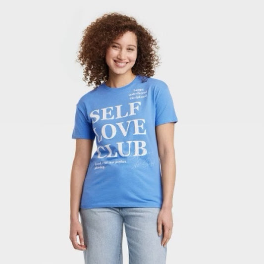 Grayson Threads - Women's Self Love Club Short Sleeve T-Shirt Blue - L