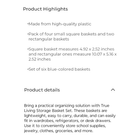 Trueliving Storage Set 6 Count Baskets 4 Small Square 2 large Rectangular Blue