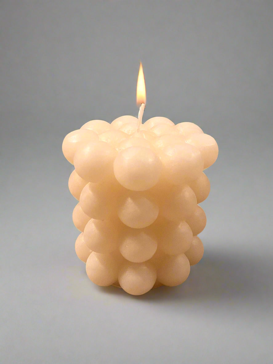 White Bubble Pillar Unscented Candle