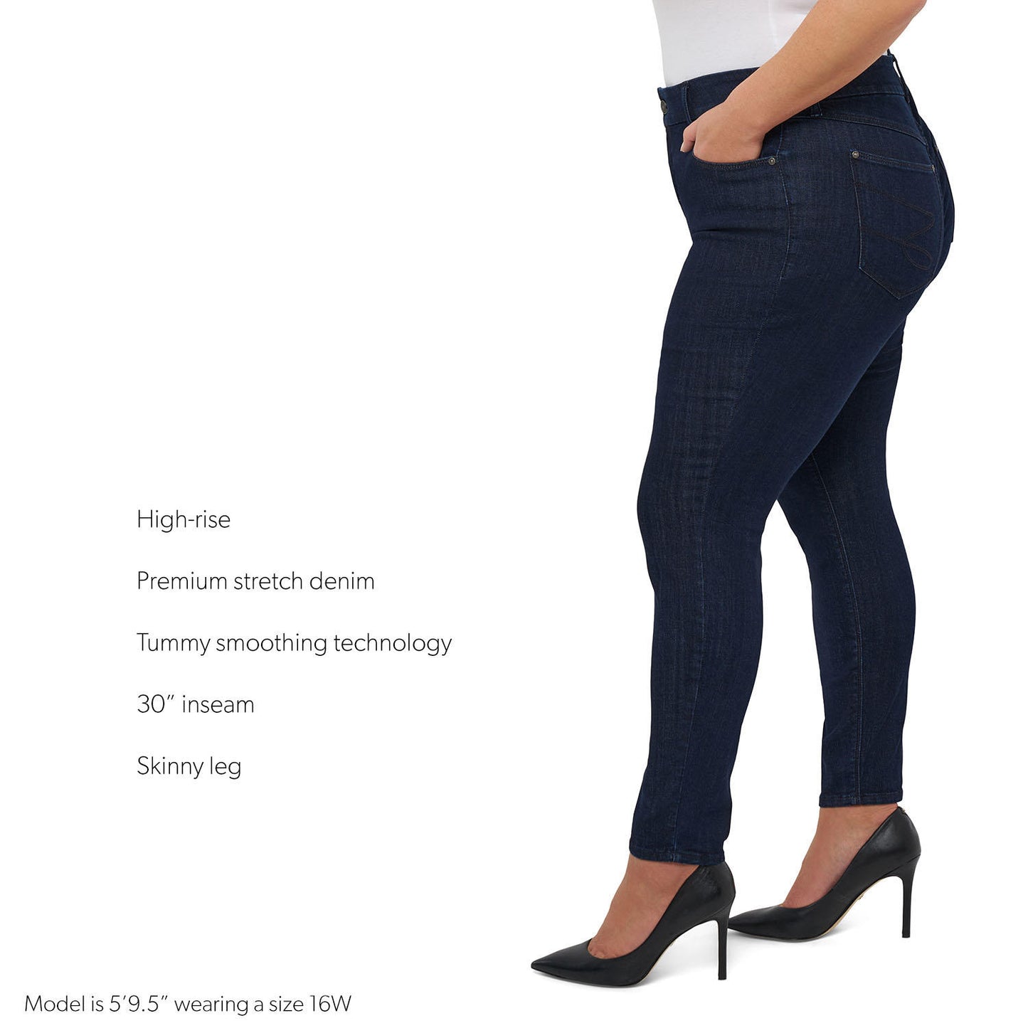 Seven7 Women's Tummyless High Rise Slimming Control Panel Skinny Jeans (Portobello, 10)