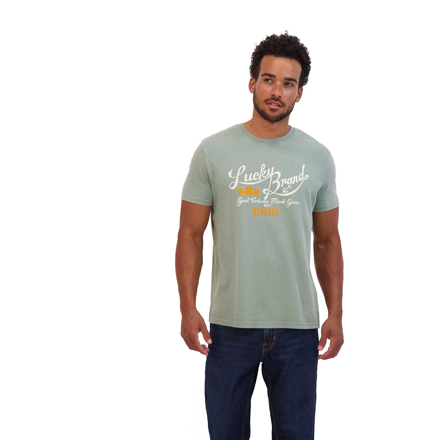 Lucky Brand Men's Graphic T-Shirt Green - Large