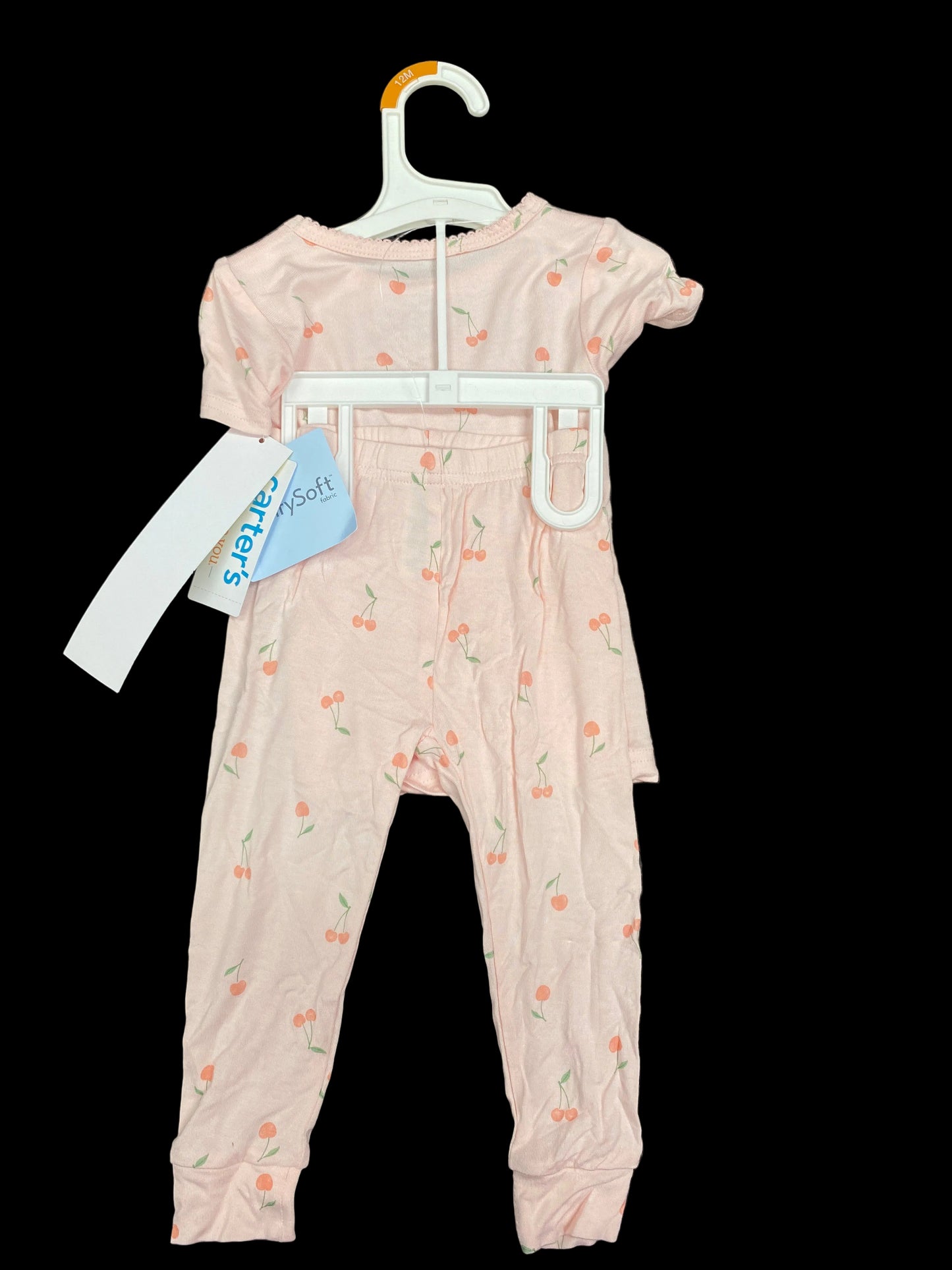 Carter's Just One You® Toddler Girls' 2pc Fruit Comfy Soft Snug Fit Pajama Set - Pink 12M: Cherries Pattern, Jersey Fabric