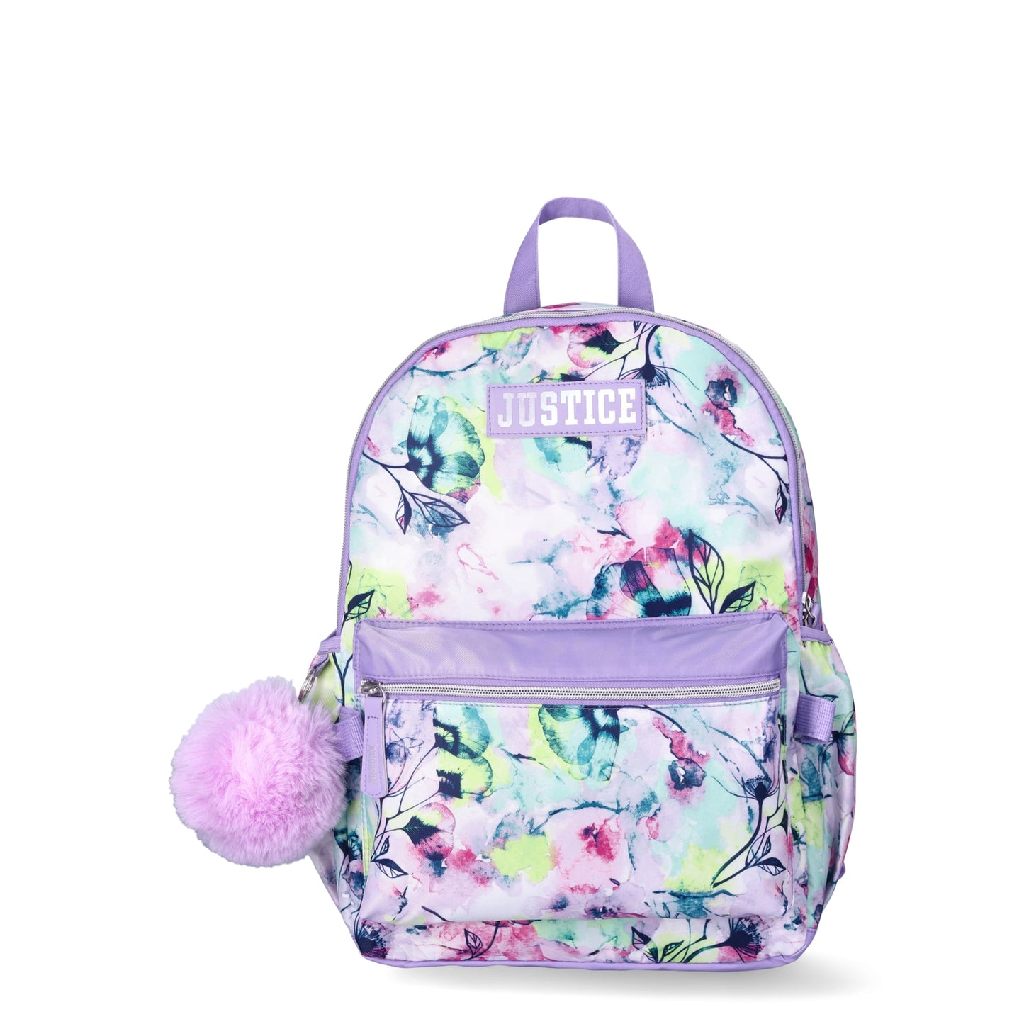 Justice Lavender Floral Print Girls 4-Piece Backpack Set with Lunch Bag, Lavender