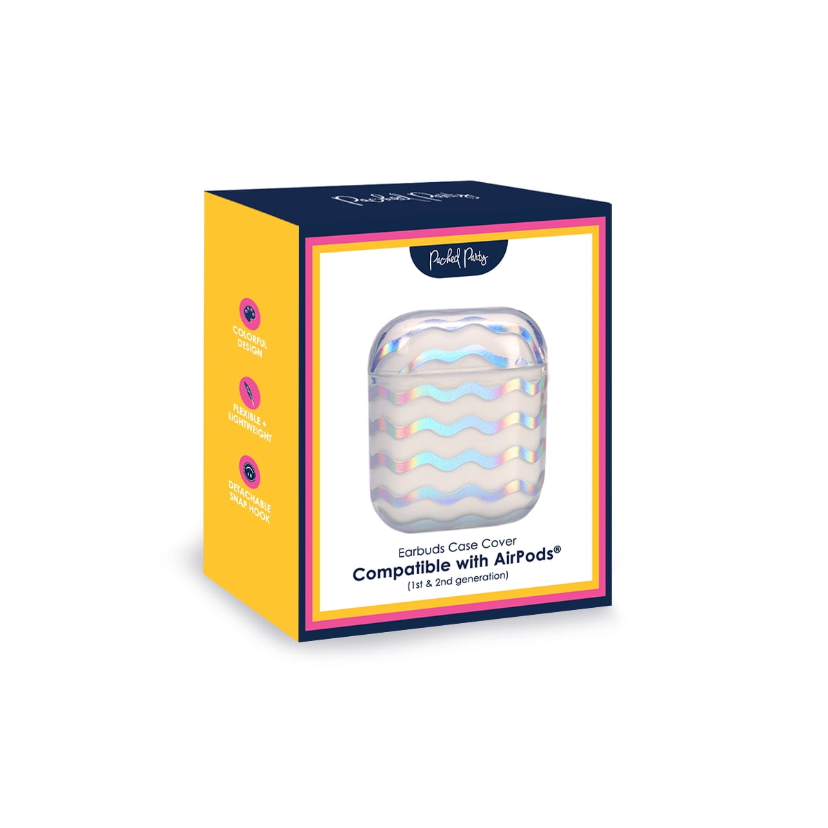 Packed Party "Stay Flashy" Holographic Earbuds Case Cover, Compatible with Airpods (1st & 2nd Generation)