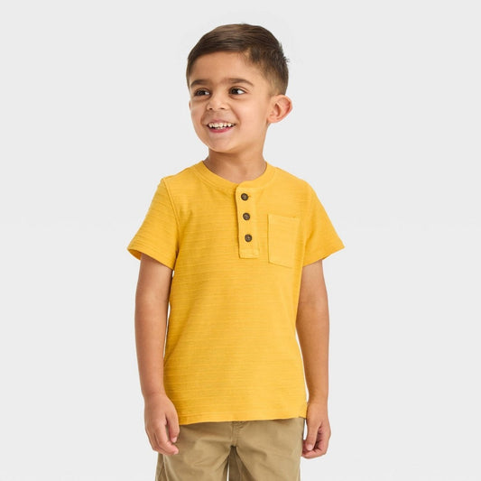 Toddler Boys' Short Sleeve Henley T-Shirt - Cat & Jack™ Yellow 5T