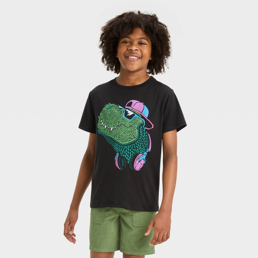 Boys' Short Sleeve Dinosaur Graphic T-Shirt - Cat & Jack™ Black M (8)