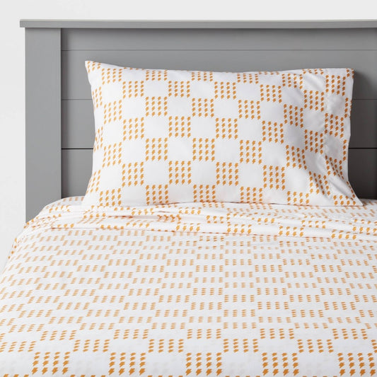 Full Microfiber Kids' Sheet Set Yellow - Pillowfort: Recycled Polyester, Lightning Pattern, OEKO-TEX Certified