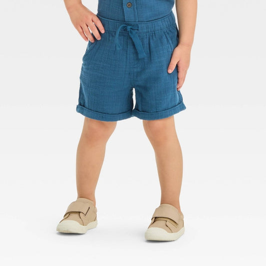 Toddler Boys' Textured Pull-on Woven Above Knee Shorts - Cat & Jack™ Blue 3T