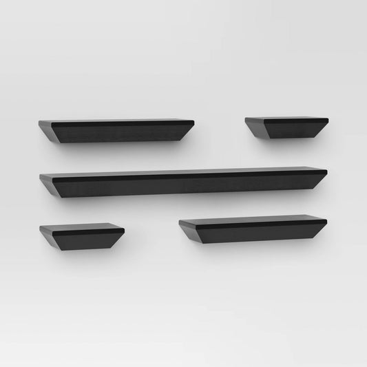 5pc Wedge Shelves - Black Wood Finish - Threshold™