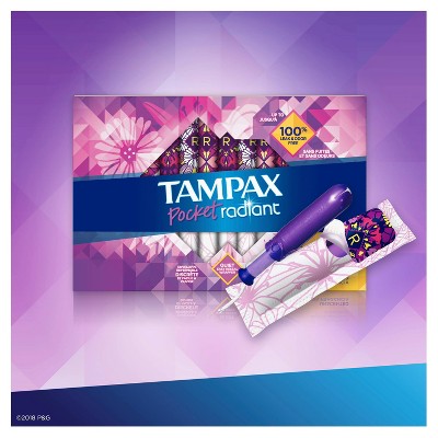 Tampax Pocket Radiant Tampons with LeakGuard Braid, Regular Absorbency, 14 Ct