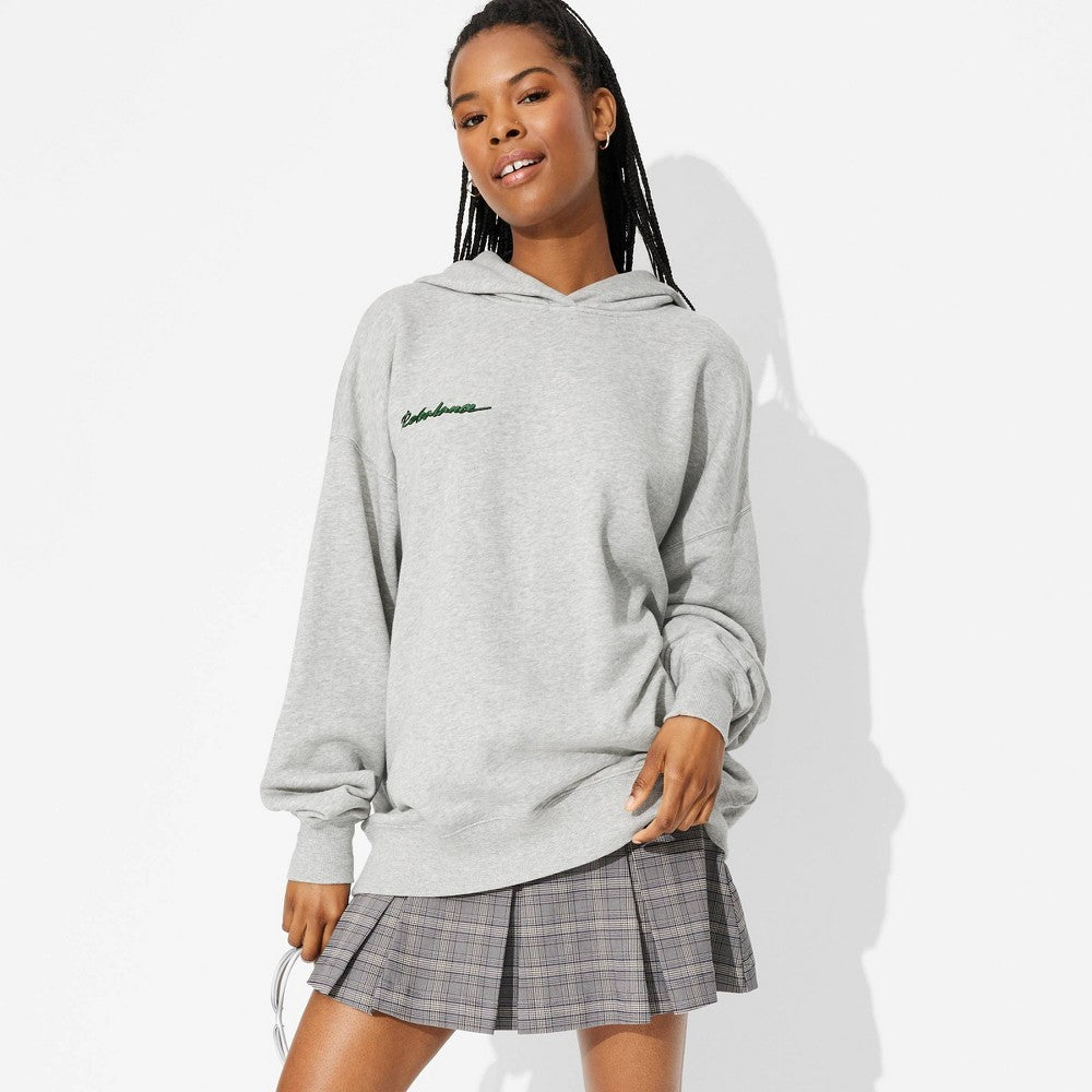 Women's Oversized Graphic Hoodie Sweatshirt "Rebalance" - Wild Fable™ Heather Gray L