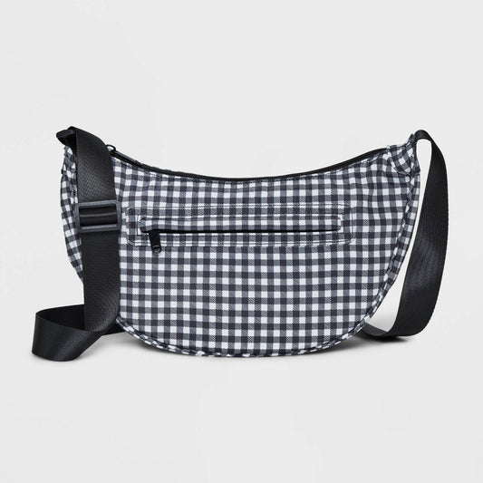 Gingham Half Moon Crossbody Bag - Wild Fable™