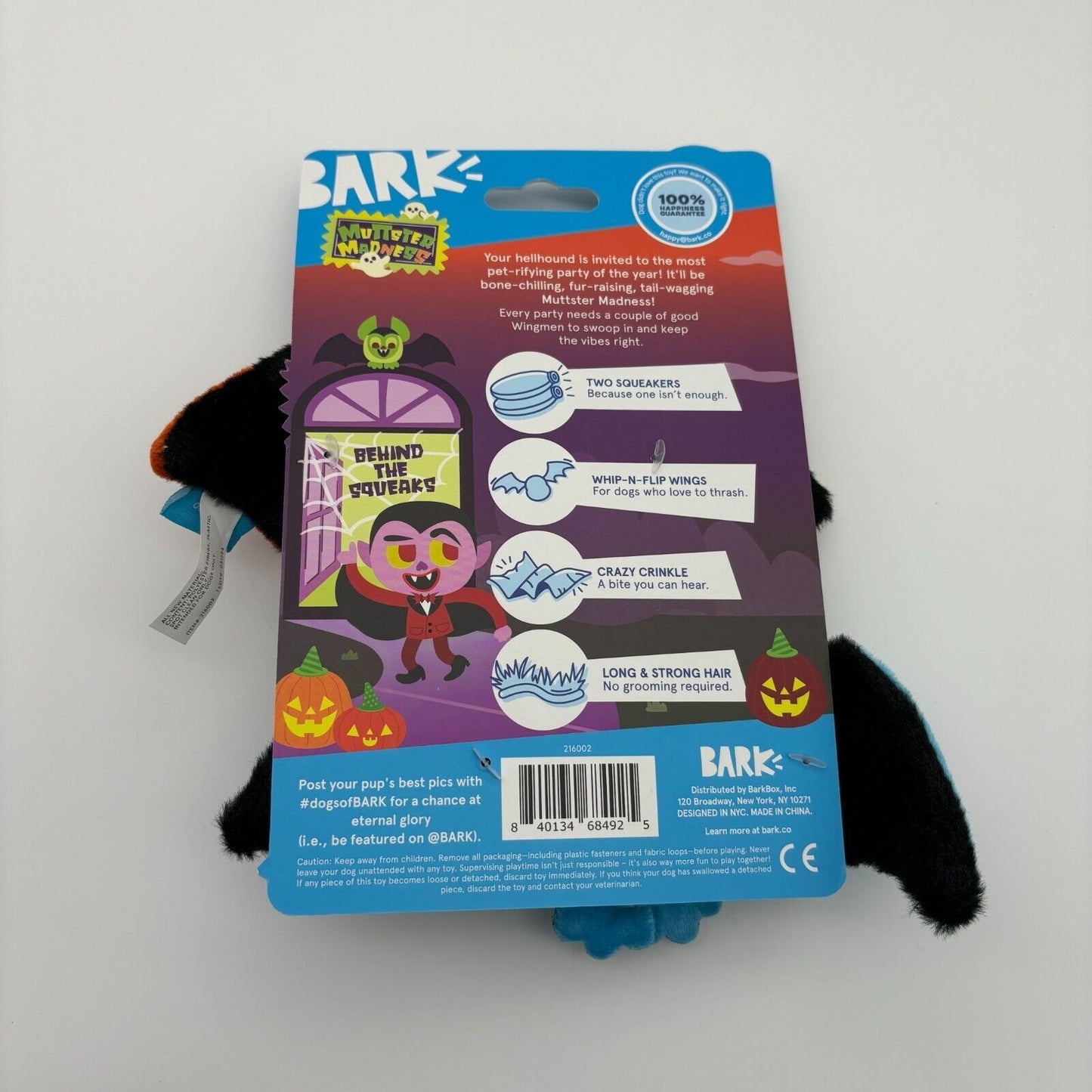 BARK Halloween Good Wingmen Bats Dog Plush Toy - 2pc