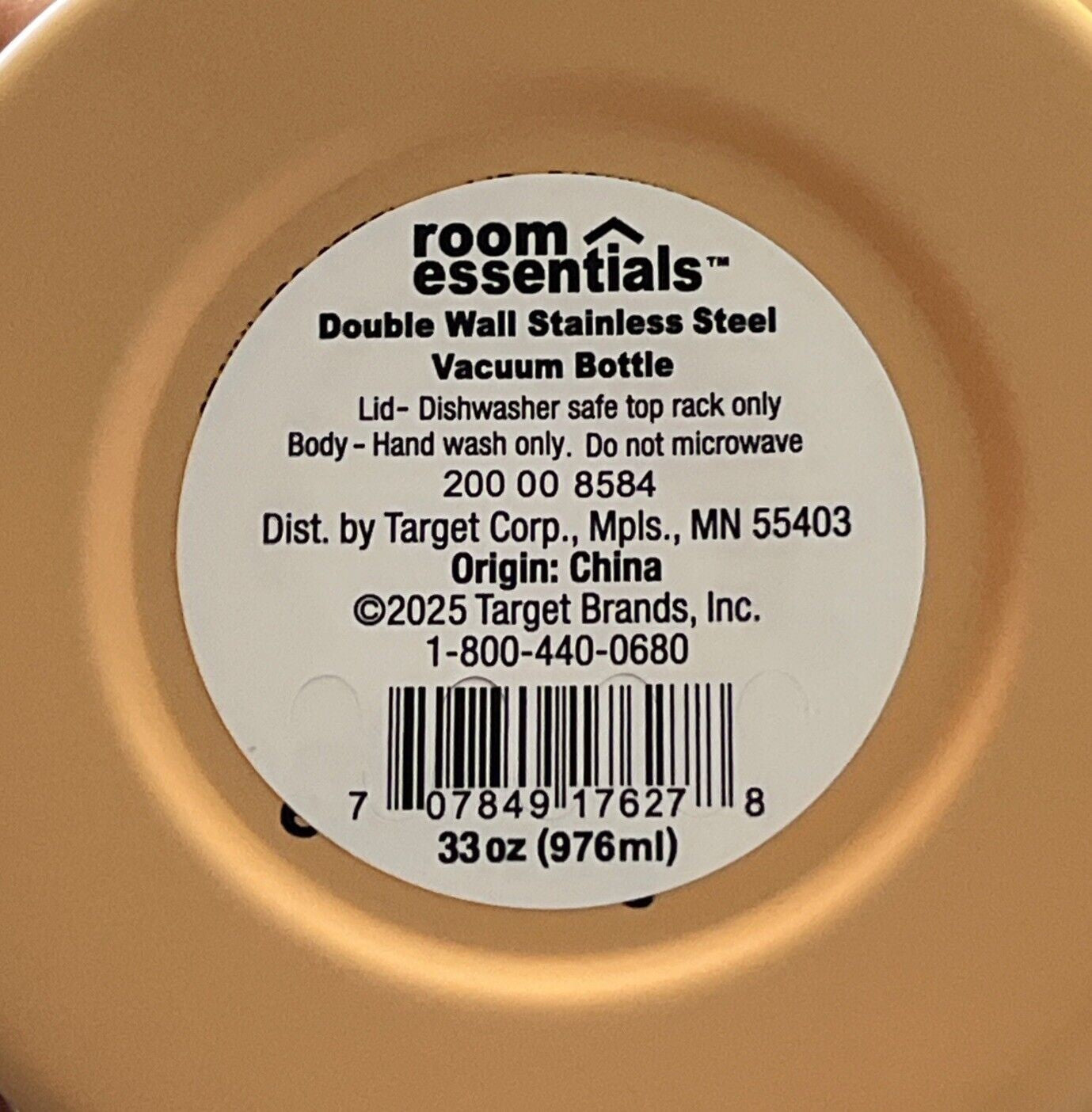 32oz Stainless Steel Chug Water Bottle Peach - Room Essentials™