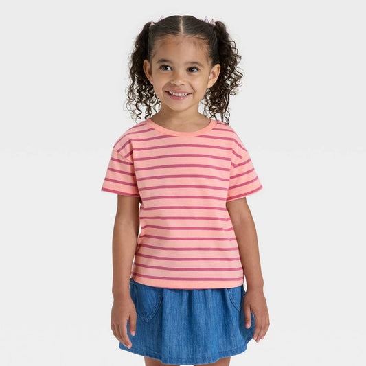 Toddler Girls' Short Sleeve Relaxed T-Shirt - Cat & Jack™ Peach 4T