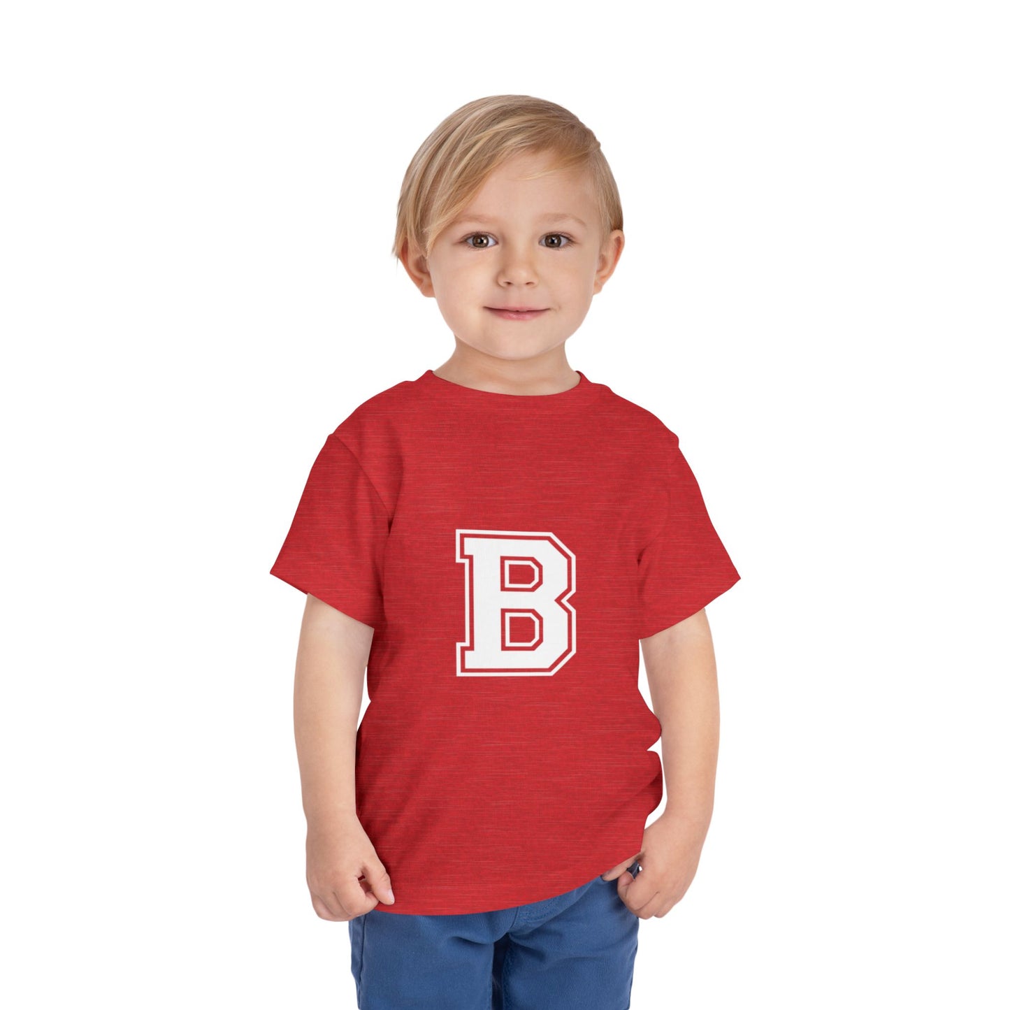 Letter B Toddler Tee — Vintage Varsity Monogram Kids Shirt