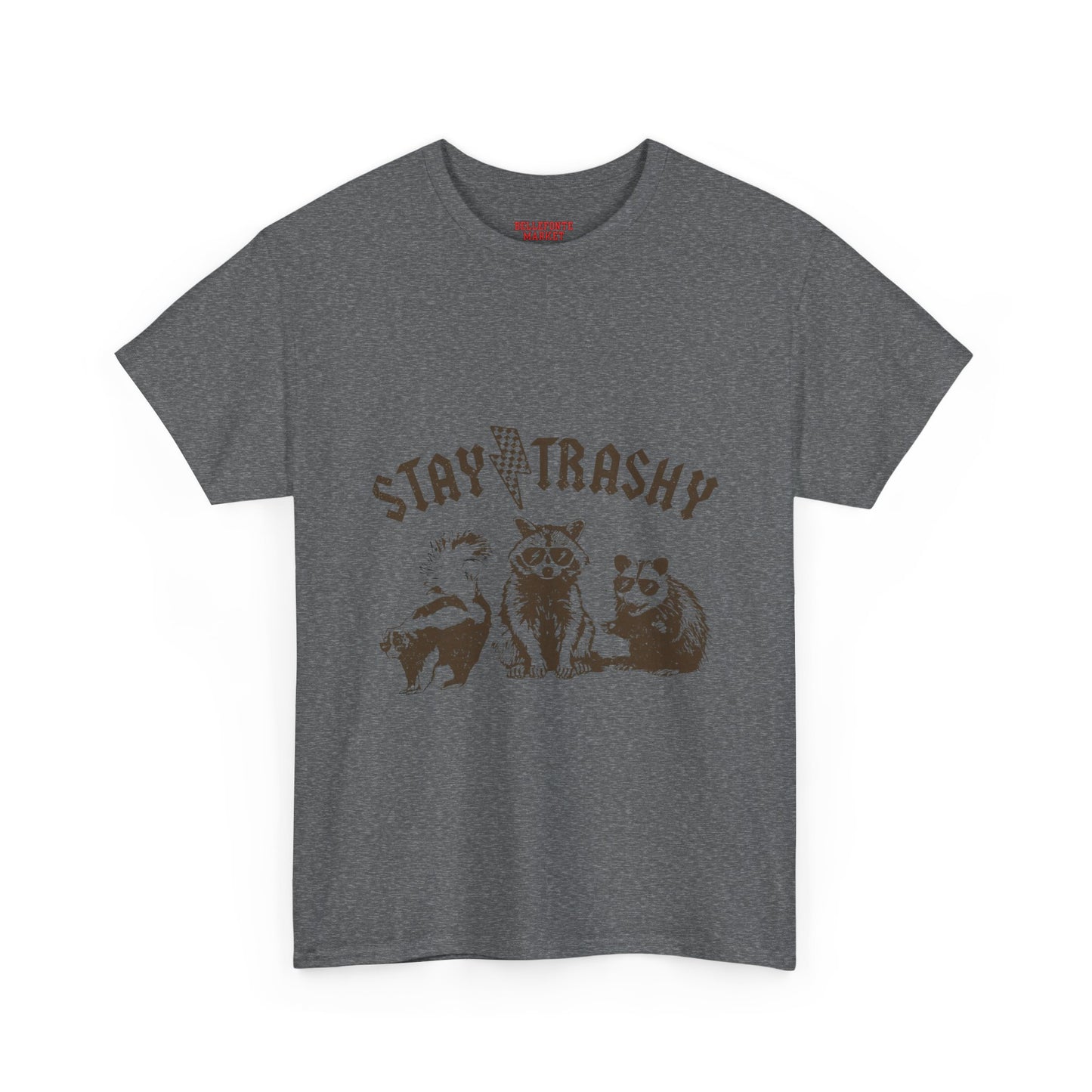 Stay Trashy Unisex Heavy Cotton Tee, Cool Graphic Tee, Nature Lover Shirt, Vintage Animal Design, Eco-Friendly Wear, Gift for Friends
