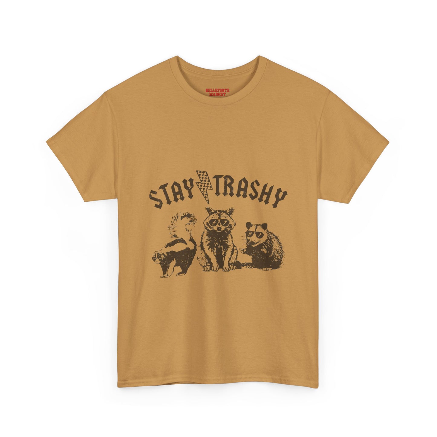 Stay Trashy Unisex Heavy Cotton Tee, Cool Graphic Tee, Nature Lover Shirt, Vintage Animal Design, Eco-Friendly Wear, Gift for Friends