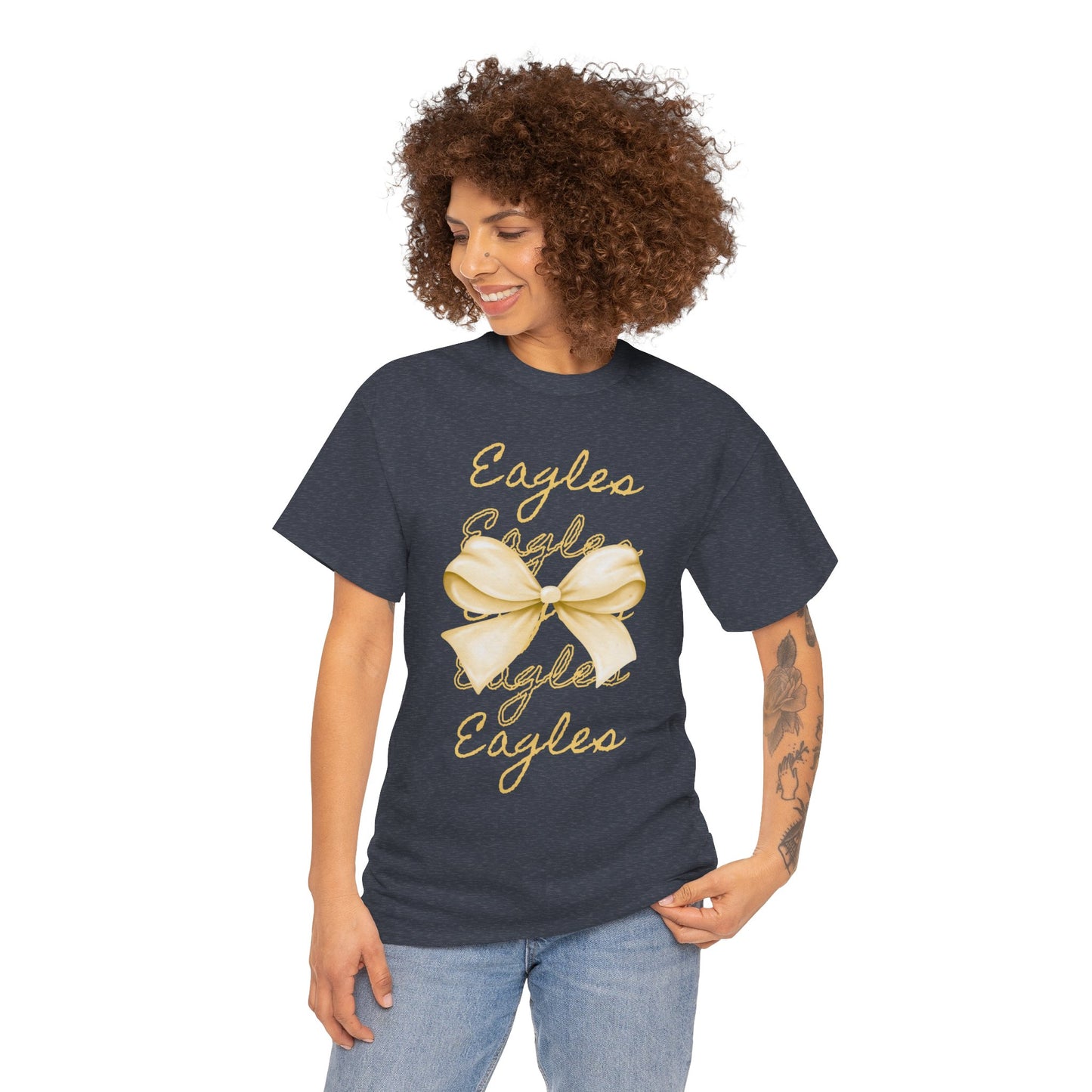 Eagles Themed Unisex Heavy Cotton Tee with Bow Design