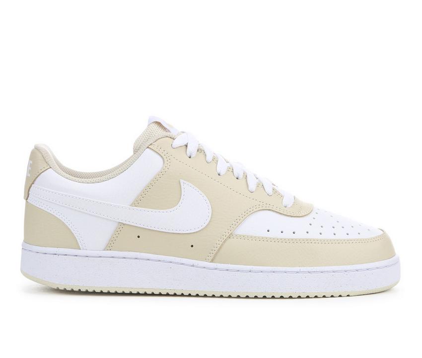 Men's Nike Court Vision Low Sustainable Sneakers - Color: khaki/white - Size: M 10