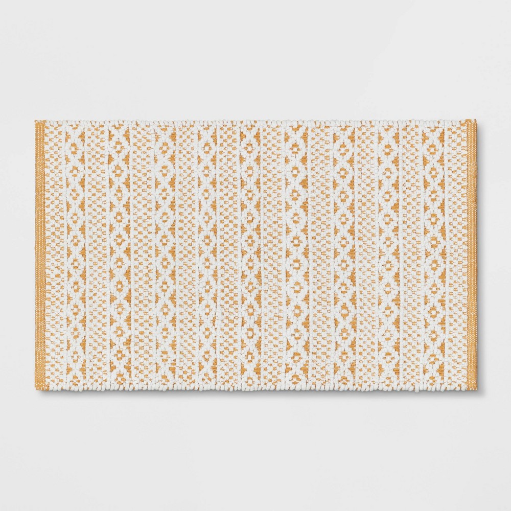 20"x32" Chenille Bath Rug Gold/White - Threshold™: Cotton Woven, OEKO-TEX Certified, Machine Washable