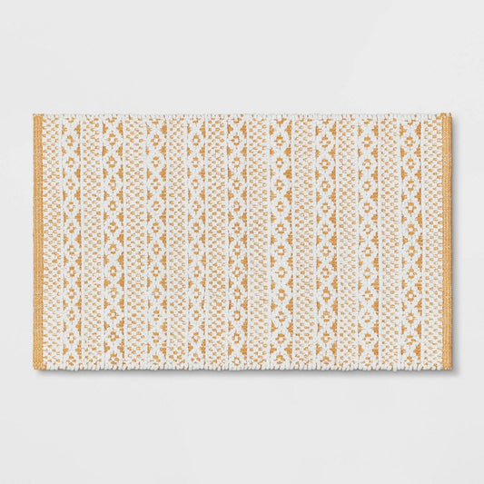 20"x32" Chenille Bath Rug Gold/White - Threshold™: Cotton Woven, OEKO-TEX Certified, Machine Washable
