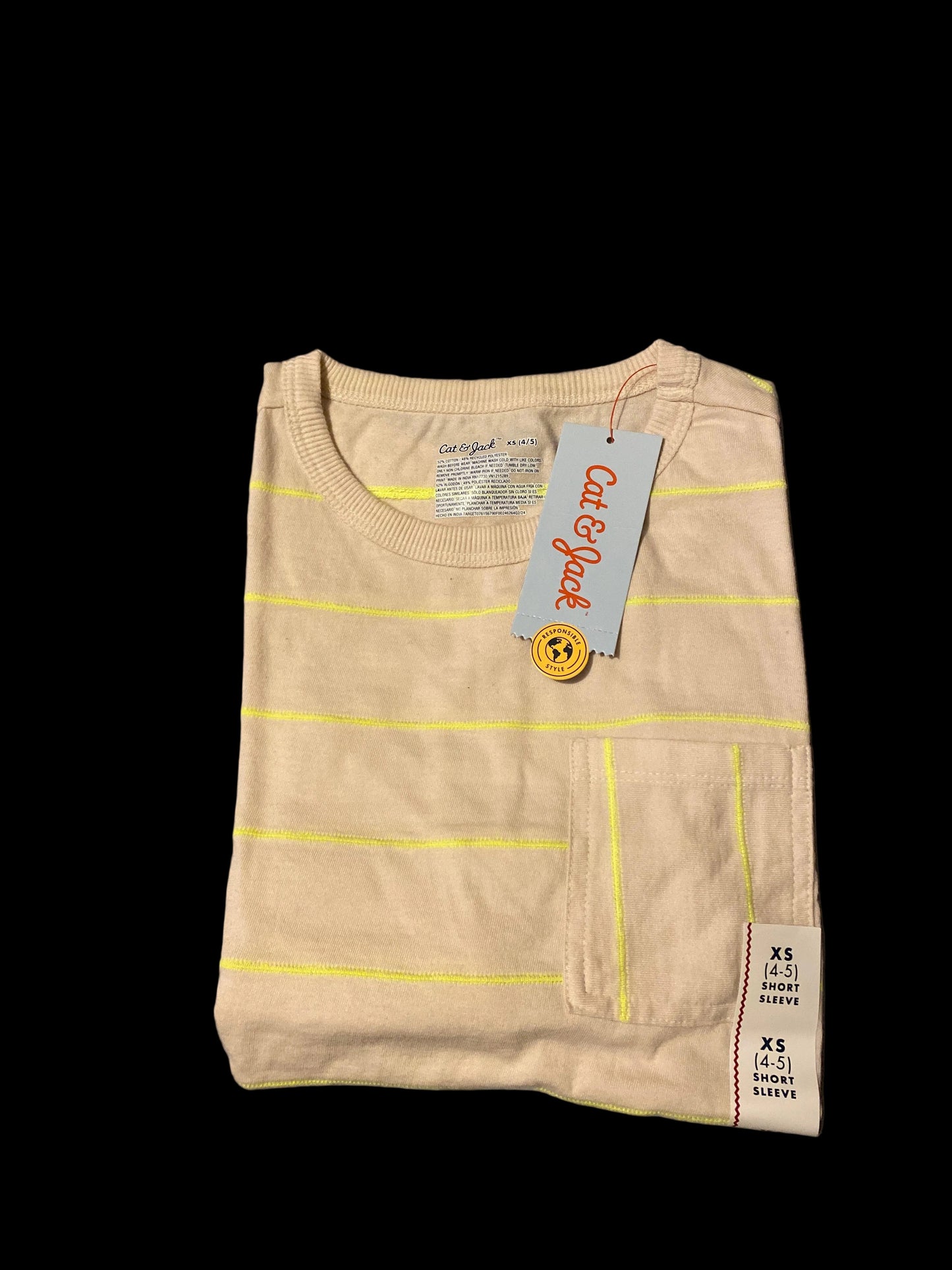 Boys' Short Sleeve Textured Striped T-Shirt - Cat & Jack™ Yellow XS
