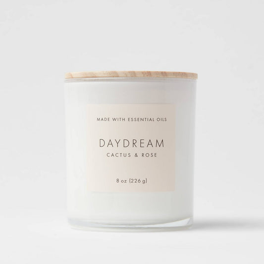 8oz Wood Lidded Glass Wellness Daydream Candle - Threshold™: Aromatherapy, Reusable, Meditation, 43hr Burn Time