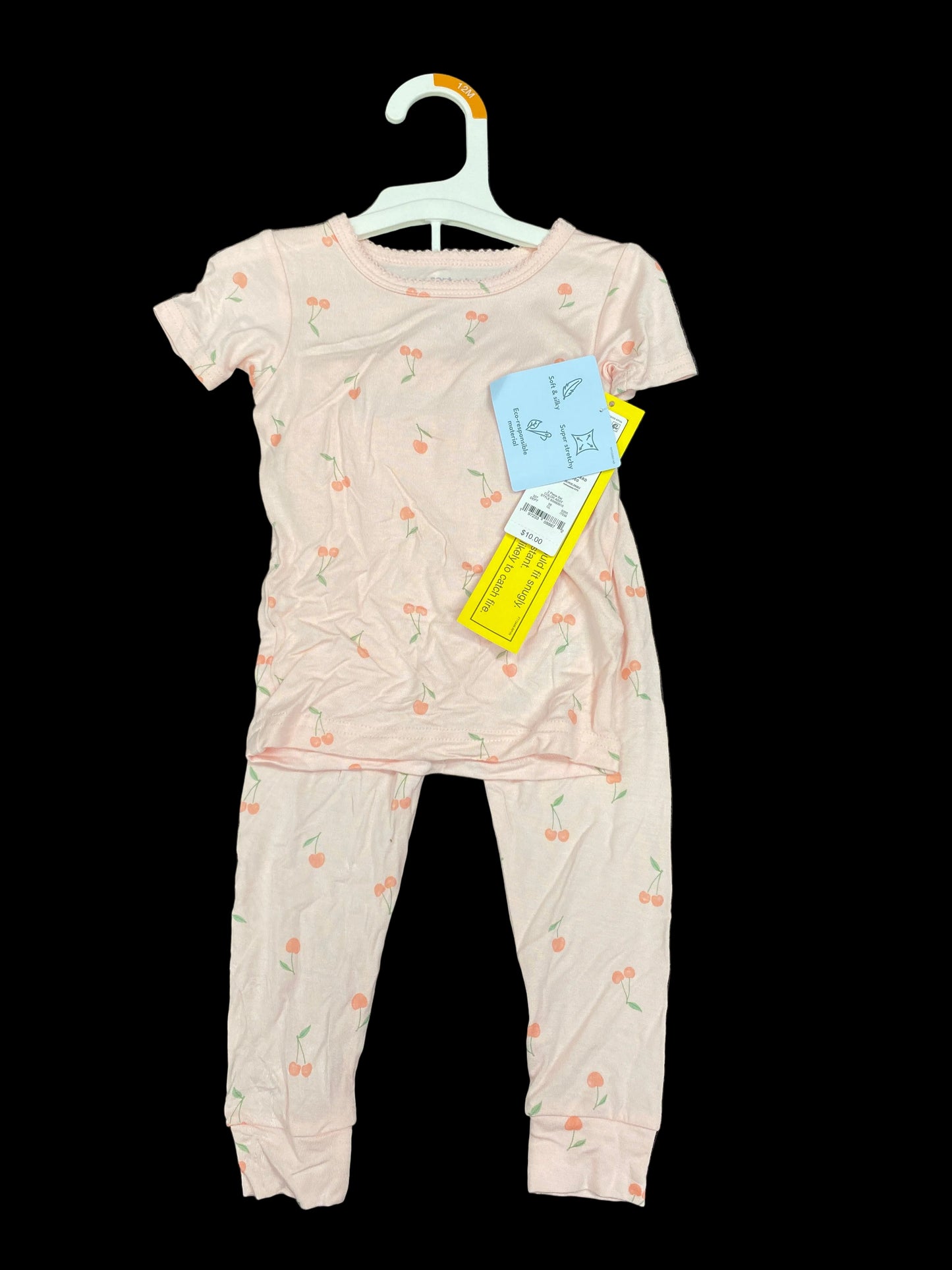 Carter's Just One You® Toddler Girls' 2pc Fruit Comfy Soft Snug Fit Pajama Set - Pink 12M: Cherries Pattern, Jersey Fabric