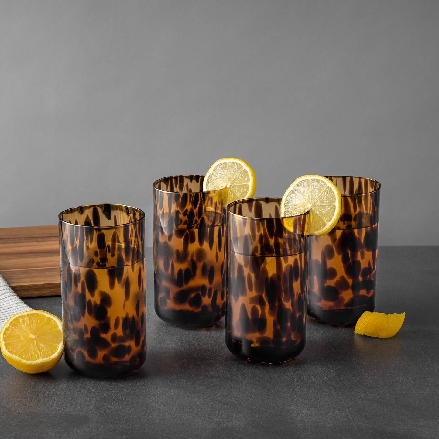 Thyme & Table 4-Pack 20oz Tortoise Brown Drinking Glass Set