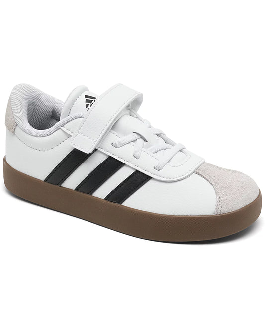 Adidas Little Kids VL Court 3.0 Fastening Strap Casual Sneakers from Finish Line - Color:White, Black - Size:2.5