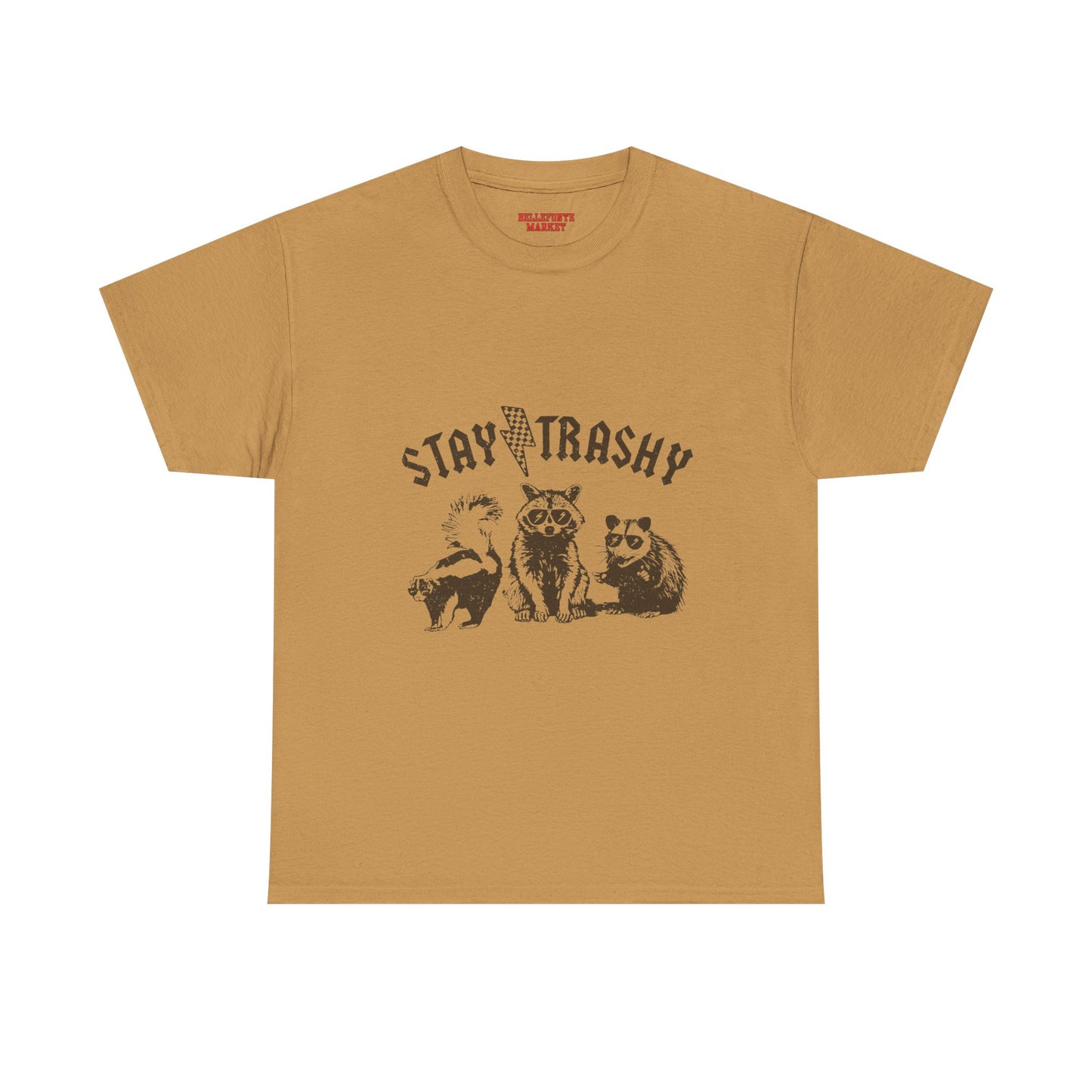 Stay Trashy Unisex Heavy Cotton Tee, Cool Graphic Tee, Nature Lover Shirt, Vintage Animal Design, Eco-Friendly Wear, Gift for Friends