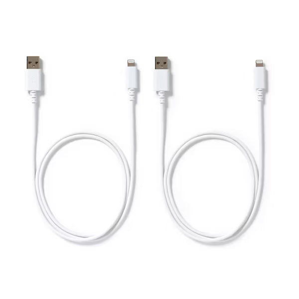 3' Lightning to USB-A 2pk Charging Cable - dealworthy™ White