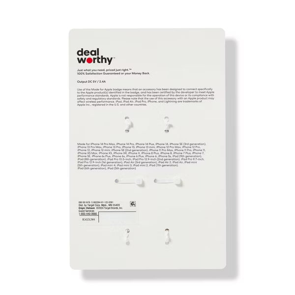 3' Lightning to USB-A 2pk Charging Cable - dealworthy™ White